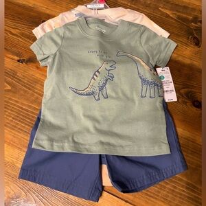 Carters 18 Month - Dinosaur Shirt + Shorts and Onesie Set